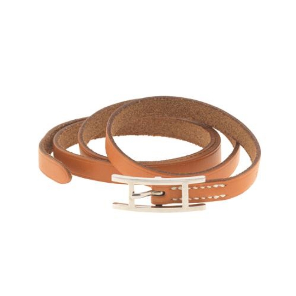 Hermes Calfskin Palladium 3 MM 'Hapi' Bracelet